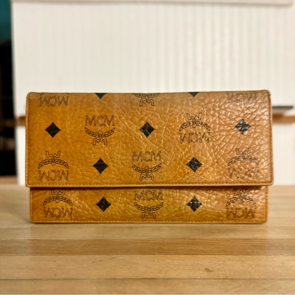 MCM Vintage Leather Long Visetos Wallet in Cognac - Picture 9 of 15